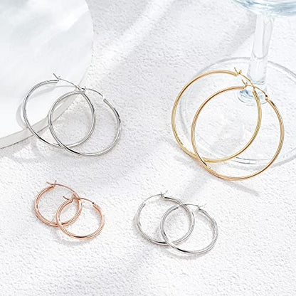 M MOOHAM Hoop Earrings for Women, Hypoallergenic 14K Gold Plated Earrings | Gold Plated Hoop Earrings Set for Sensitive Ears, Earring Stack for Women Trendy, Jewelry Gifts Lightweight 13-60mm - color: 3pairs-15/15/15mm-Gold-plated