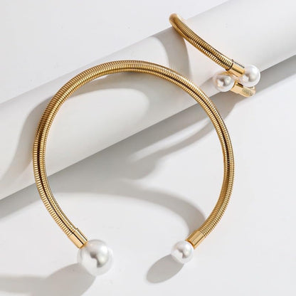 Round Teardrop Necklace Bracelet Ring Jewelry Set Gold Plated Chunky Statement Jewelry Set for Women Simple Elegant Jewelry - color: goldB