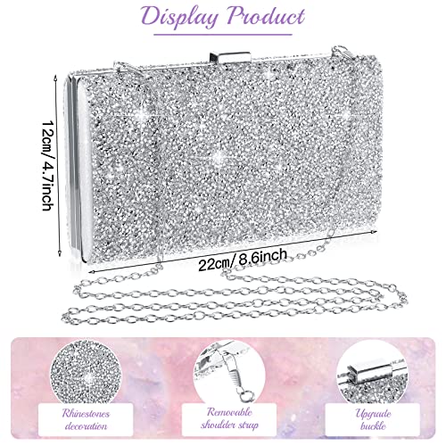 Mixweer 4 Pieces Clutch Purses Bag for Women Evening Rhinestone Jewelry Set Bling Necklace Earrings Bracelets Set for Wedding - style: Simple Style
