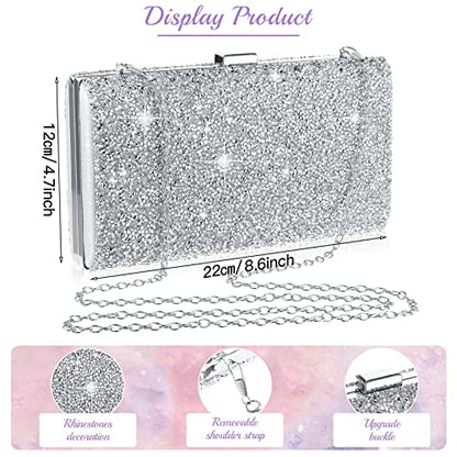 Mixweer 4 Pieces Clutch Purses Bag for Women Evening Rhinestone Jewelry Set Bling Necklace Earrings Bracelets Set for Wedding - style: Simple Style