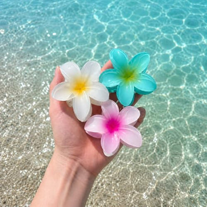 6 Pcs Flower Hair Clips for Women, Hawaiian Hibiscus Flower Claw Clips, Summer Beach Essentials Hair Accessories - color: Multicolor