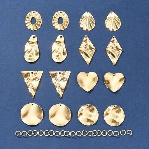 8-64Pcs Silver Goldern Color Heart Pendants Charms 10 Styles Heart Stainless Steel Metal Charms for Jewelry Making Crafting Necklaces Bracelets Earrings Keychains Birthday Gift - color: Golden Mixed Shapes6A- 16 pcs