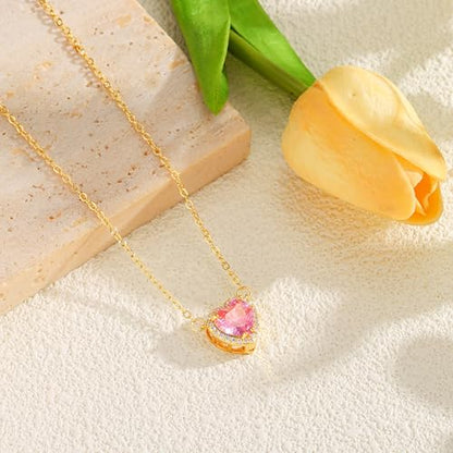Starain Heart Necklaces for Women Dainty Cubic Zirconia Love Heart Pendant Necklace 18K Gold Plated Chain Trendy Stuff Jewelry - color: K Gold Heart Necklace