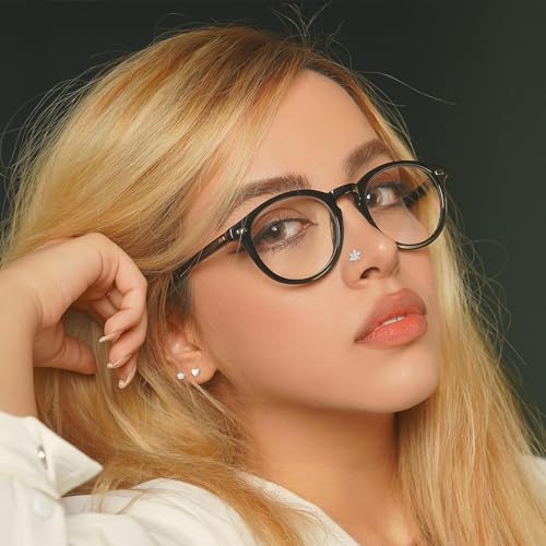 35-70 PCS 18G 20G Nose Rings for Women & Men - Gold Hoops, L Shape, Studs & Screw - 316L Surgical Stainless Steel - color: Silver-Clear CZ-20G-20pcs