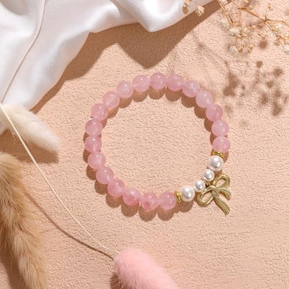Healing Bracelet For Women Anxiety Beaded Bracelets Jewelry Healing Stone Crystal Bracelet Stress Relief Yoga Beads Chakra Bracelets Gifts For Women pink - color: Rose Quartz-2
