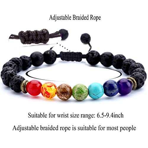 Men Women 8mm Lava Rock Beads Chakra Bracelet - color: 3 Pcs Set 2-21004