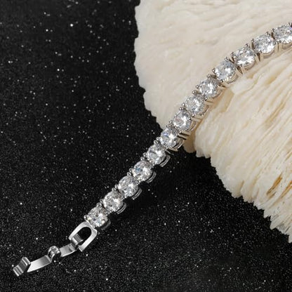 Kose Tennis Bracelet for Women | 4MM/5MM Cubic Zirconia | 18K Gold/White Gold Plated Classic Bracelet | Size 6/6.5/7 inches - color: 4MM-white gold, size: 6inch