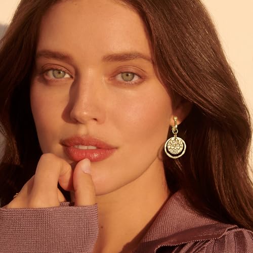 Awinesn Clip on Earrings for Women 14K Gold/Sterling Silver Plated Disc Earrings for Women Circle Drop Dangle Earrings Jewelry Hypoallergenic Hammered Non Pierced Earring Jewelry Gifts Wedding Party - style: Circle-G