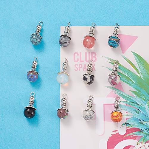 50Pcs Snowcone Shaped Mixed Stone Pendants Healing Crystal Quartz Chakra Reiki Gemstone Charms for Necklace Jewelry Making Hole: 2.5mm - color: 6-Mixed Color-Snowcone-Random