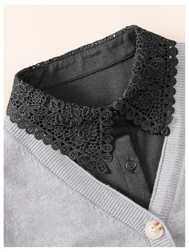 Verdusa Women's Fake Collar Detachable Dickey Collar Half Shirts Blouse - color: Butterfly Black