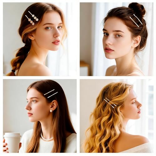 20 PCS Decorative Bobby Pins for Women's Hair, Cute Rhinestone Hair Pins for Women Girl, Decorative Hair Accessories with 5 Elegant Designs (Glod & Silver)