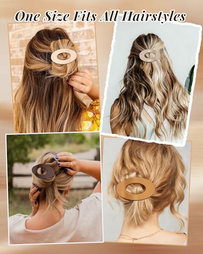 Mesovor 6 Pack Flat Hair Claw Clips, 4.33" Nonslip Round Lay Hair Clips | Strong Hold French Large Flat Hairclips for Lying Down, Yoga, Driving (Neutral Matte) - color: Neutral Matte