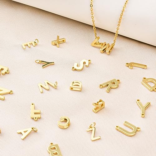 26Pcs 18K Gold Filled A-Z Alphabet Letters Charms for Jewelry Making, Initial A-Z Alphabet Charm Pendant Beads, Slide Glitter Pendants for Women DIY Bracelet Necklace Earrings Choker Making - color: Style A