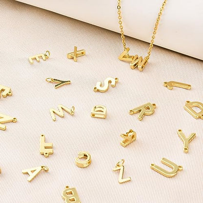 26Pcs 18K Gold Filled A-Z Alphabet Letters Charms for Jewelry Making, Initial A-Z Alphabet Charm Pendant Beads, Slide Glitter Pendants for Women DIY Bracelet Necklace Earrings Choker Making - color: Style A