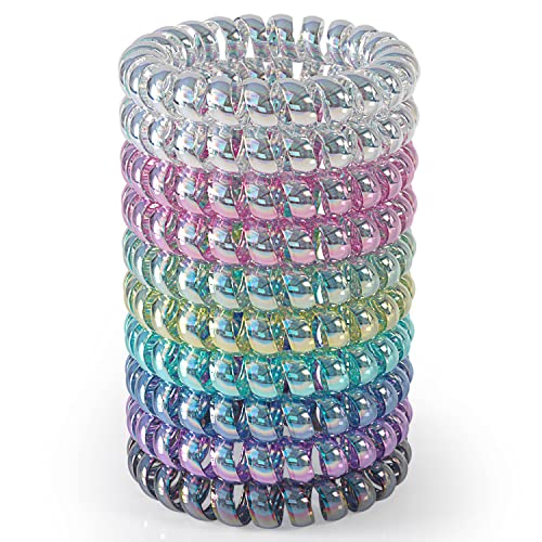 JessLab Spiral Hair Ties for Women, 10-Pack Traceless No-Damage Ponytail Holders, Coils Hair Bands for Girls, Assorted Colors - color: #13