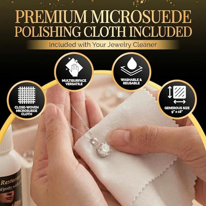 Brilliance Restoration Diamond Jewelry Cleaner Spray 2oz + Microsuede Cloth | 1-Minute Instant Shine | For Engagement Rings, Earrings, Necklaces, CZ, Gemstones & Steel Watches