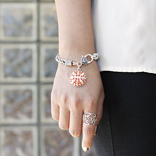 Silver Customized Charm Bracelet with Cubic Zirconia Jewelry - style: Basketball