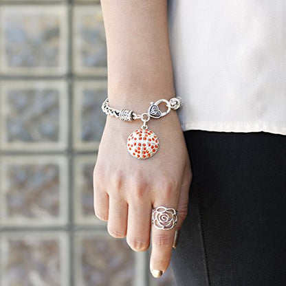 Silver Customized Charm Bracelet with Cubic Zirconia Jewelry - style: Basketball