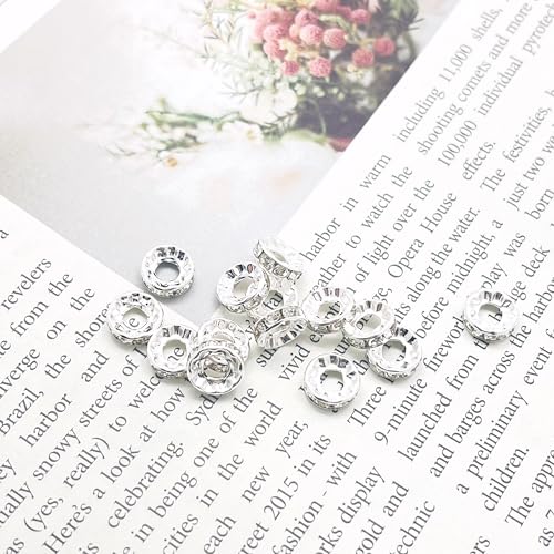 100pcs Large Hole Rhinestone Spacer Beads 10mm Silver Plated Czech Crystal Rhinestone for DIY Jewelry Making Charms Bracelet (Silver) - color: Silver