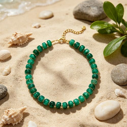 Rainbow Beaded Necklace for Women - Boho Necklaces Chunky Necklace for Summer Vacation Jewelry, Colorful Seed Bead Choker Statement Necklace - color: green