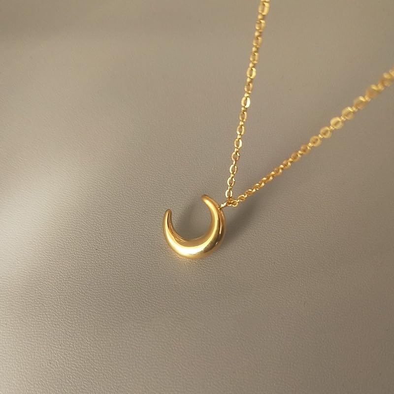 Sunflower Fidget Necklace for Women Gold Moon Necklace Rotating Heart Necklaces Spinning Crystal Flower Anxiety Necklaces Crescent Moons Jewelry Accessories - color: Moon