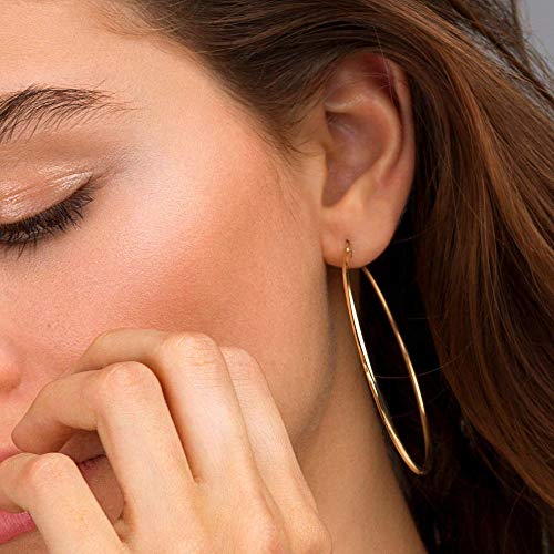 M MOOHAM Hoop Earrings for Women, Hypoallergenic 14K Gold Plated Earrings | Gold Plated Hoop Earrings Set for Sensitive Ears, Earring Stack for Women Trendy, Jewelry Gifts Lightweight 13-60mm - color: 2pcs-60mm-Gold-plated