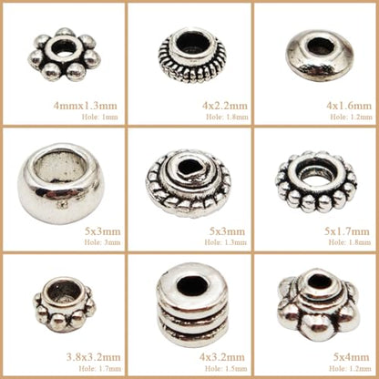 INSPIRELLE 450 Pieces Antique Silver Spacer Beads 4~5mm Metal Alloy Heishi Flat Rondelle Loose Beads for Bracelet Necklace Earring Jewelry Making - color: 450x Heishi Rondelle 4~5mm