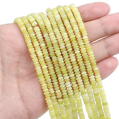BEADIA Natural Lemon Jade Spacer Beads Caps Rondelle Disk Loose Beads for Beading Jewelry Making 4mmx2mm 38cm - color: Lemon Jade, size: Rondelle Disk 4mm x 2mm