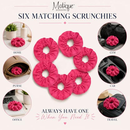 Motique Accessories Large Scrunchies for Women, Pack of 6, Black | Hair Ties for Medium & Thick Hair - color: Black