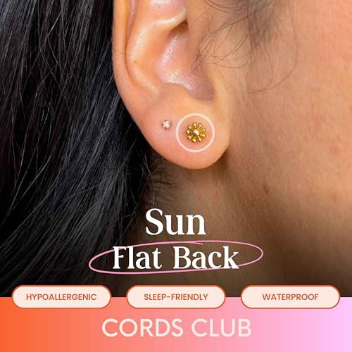 Sun Flat Back Stud- Hypoallergenic Titanium Women's Earring