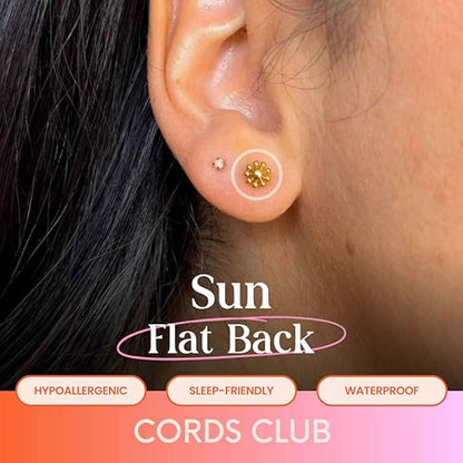 Sun Flat Back Stud- Hypoallergenic Titanium Women's Earring