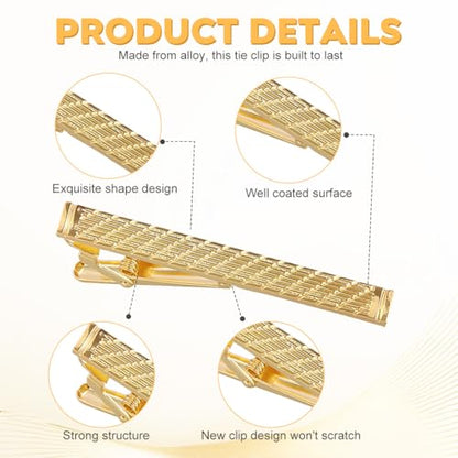 Gold Tie Clip for Men Tie Bar Clip Regular Necktie Tie Pin Clip Tie Clasp Business Wedding Pinch Clips - style: fashion