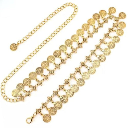Women Coins Chain Belts Hip Dance Belly Waist Chains Pirate Gold Chain Medieval/Boho/Beach Accessories