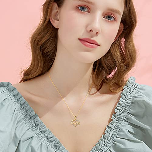 SISGEM 14kt Real Gold Heart Infinity Necklace for Women, Dainty Gold Love Heart Pendant Jewelry Anniversary Birthday Gifts for Her, Wife, Mom 18inch - color: 14K Yellow Gold