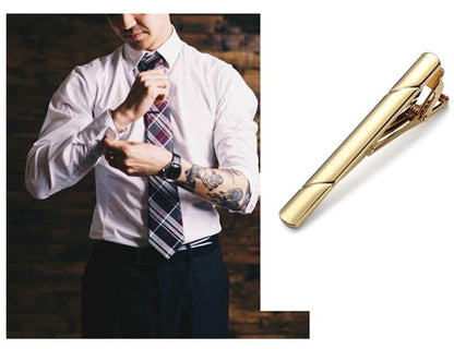 Tie Clips for Men,Mens Stainless Steel Tie Clips Minimalist Necktie Tie Bar Clasp Clip for Business Wedding and Daily Life(Gold)