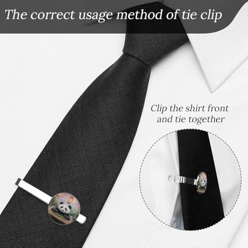 Tie Clip for Men, Tie Bar Cufflinks Set, Copper Necktie Clip And Shirt Cuff Links for Business Wedding Gift - color: Panda Picnic Lanterns
