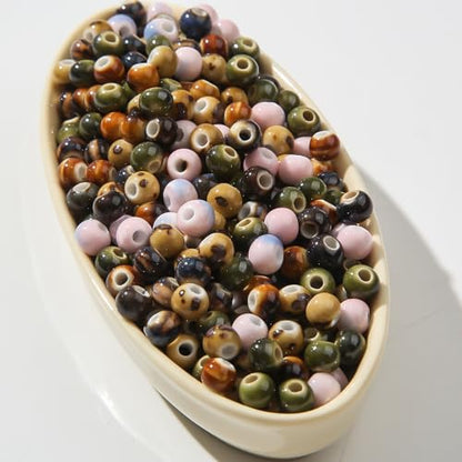 CZZZY Ceramic Beads,200Pcs Mixed Color Speckled Beads, 6mm Round Reactive Glaze Loose Beads for DIY Jewelry Making Bracelet Necklace Earring Craft Supplies - color: round