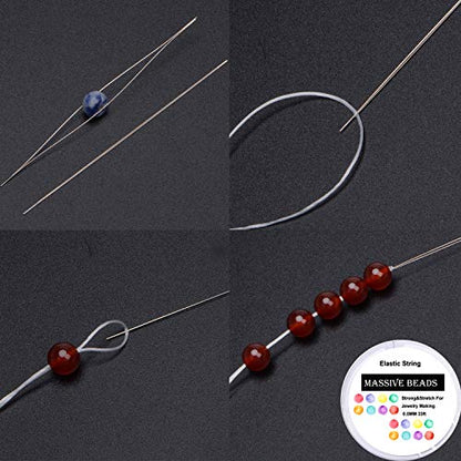 4mm Natural Mixed Materials Gemstones Beads and Brass Tiny Spacer Round Loose Beads Jewelry Making KIT with Thread and Needles 300PCS+300 PCS(12 Natural 3 Brass, 4mm) - color: 12 Natural 3 Brass, size: 4mm
