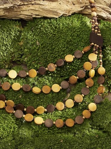 MINACHI Vintage Retro Wooden Beaded Multi Layered Long Necklace, Irregular Unique Shape Beads, Monochrome Style Women's Jewelry, Holiday Accessories - style: Necklace SL13-040