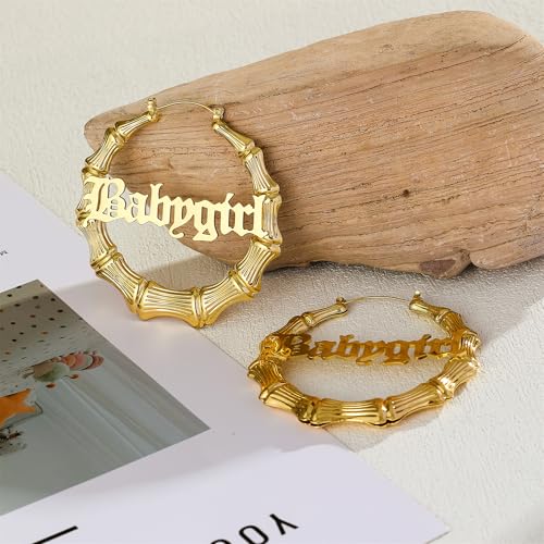 18K Gold Plated Bamboo Hoop Earrings for Women – Large Round Heart Design, 80/90s Ghetto Door Knocker Style, Trendy Hip Hop Jewelry Accessories - color: 1 Pcs Gold