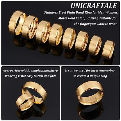 UNICRAFTALE Stainless Steel Classical Plain Stackable Wedding Band Ring Blank Wedding Ring Cool Simple Band For Women and Men Gifts for Special Occasions - color: Matte Gold