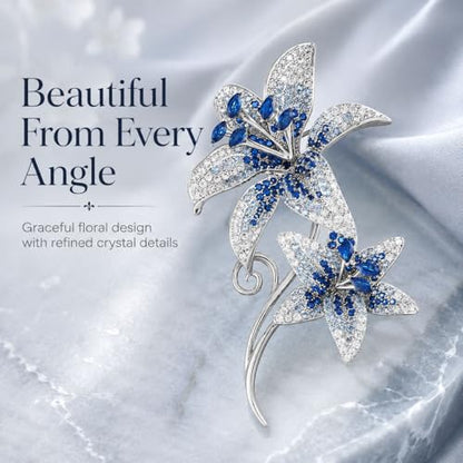 Flower Brooch for Women Rhinestone Pearl Zirconia Flower Lapel Pin Birthday Holiday Gift for Mother Wife Girlfriend - color: 02 Lily-2