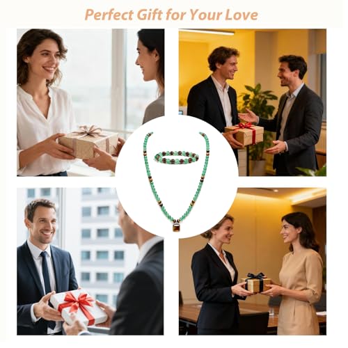 Money Bracelets Necklace Jewelry Set for Women Men Jade Crystal Tiger Eye Obsidian Beaded Necklace Feng Shui Good Luck Money Bracelet Wealth Attraction Accessories Outfits Protection Jewelry Gifts - color: A1