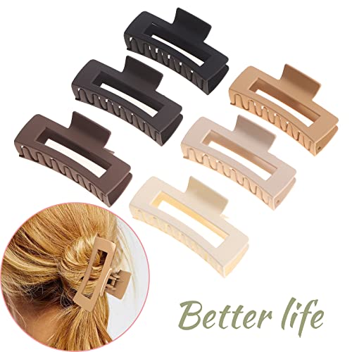 Alemaky 12 Pack Square Claw Clips, Big and Small Neutral Rectangle Hair Claw Clips, Non-slip Matte Large Hair Clips for Women,Strong Hold jaw clip for Thick Thin Hair (Neutral) - color: Mixed Neutral