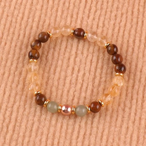 KSQS Healing Stone Bead Bracelet for Women, Natural Gemstones Balance Protection Bracelet, Spiritual Crystal Beads Bracelet Anxiety Relief with Meaning Card - color: Good Luck