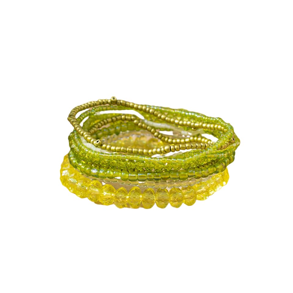 tenghong2021 Handmade Bohemian Multilayer Bracelets Boho Glass Beaded Colorful Strand Multilayered Stackable Seed Beads Bracelet for Women Friends Friendship Gifts Summer Beach Hawaii Jewelry - color: Yellow