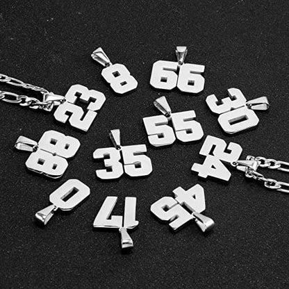 Personalized Number Necklaces for Mens,Stainless Steel Number Pendant Chain | Athletes Jersey Number Necklace;Baseball Basketball Football Sport Teams;Birthday Graduate Gift;Womens Mens Player - color: Silver, style: 4 Silver