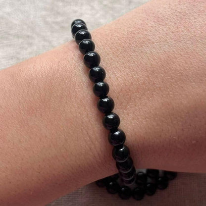 Carnelian Bracelet - Stone of Luck,Stretch Natural Stone Crystal Beads Jewelry Gifts for Women Men Unisex - color: Black Tourmaline-Super Protection, size: 6mm