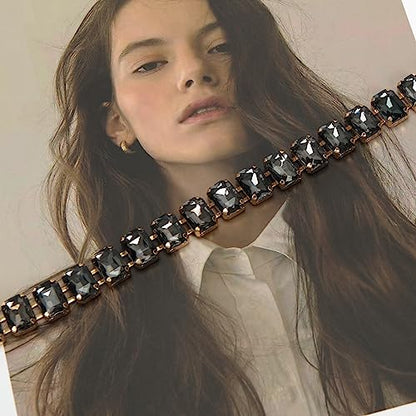 ILuvatar Green Glass Diamond Chain Belt - Metal Women's Western Style Dress Belt - color: Rs-bk