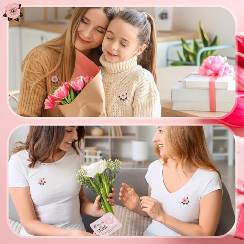 Sayglossy 30 Sets Woman of Faith Pins on Card Religious Flower Cross Pins with Cards Bulk Woman of Faith Christian Church Gifts Religious Lapel Brooches for Mother Day Birthday Gifts - style: Woman of Faith